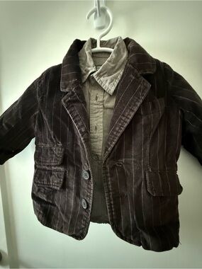 Kenneth Cole Brown Pinstripe Corduroy Blazer and Button Up Shirt-2 piece set